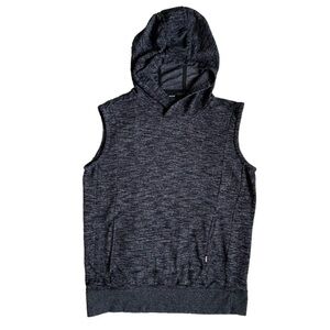 PONY Hooded Vest with Pockets Sleeveless Pullover Heathered Gray Knit Size M